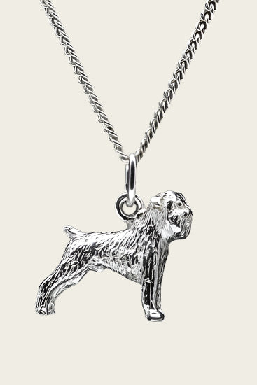 Zilveren Affenpinscher ketting hanger - groot