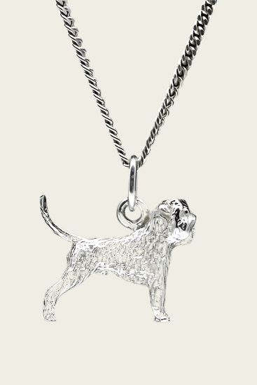 Zilveren Affenpinscher met staart ketting hanger - groot