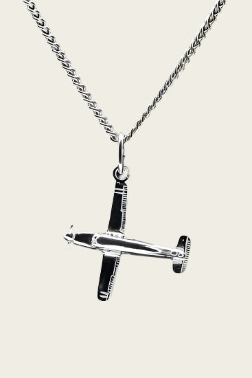 Zilveren Vliegtuig ketting hanger - 2