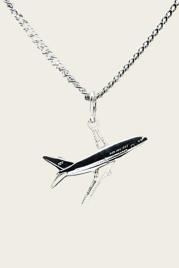 Zilveren Vliegtuig Boeing 737 ketting hanger