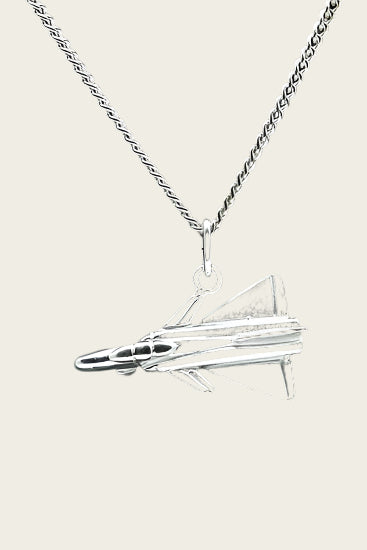 Zilveren Straaljager ketting hanger