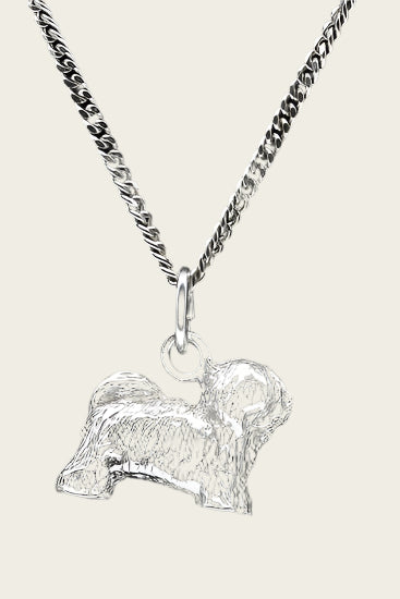 Zilveren Coton de tulear ketting hanger - groot