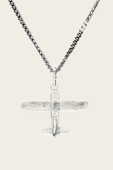 Zilveren Vliegtuig ketting hanger - 1