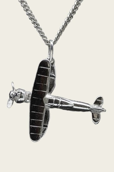 Zilveren Dubbeldekker vliegtuig ketting hanger