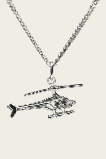 Zilveren Helicopter 2 ketting hanger