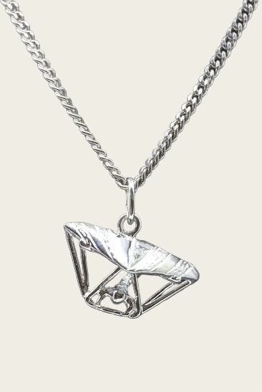 Zilveren Parasailer - Hangglider - Deltavlieger ketting hanger