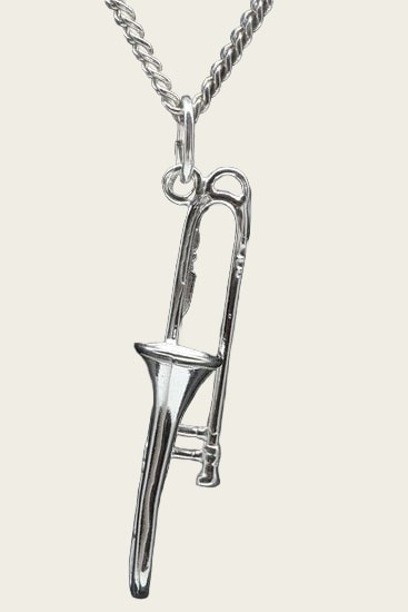 Zilveren Schuiftrompet klein ketting hanger