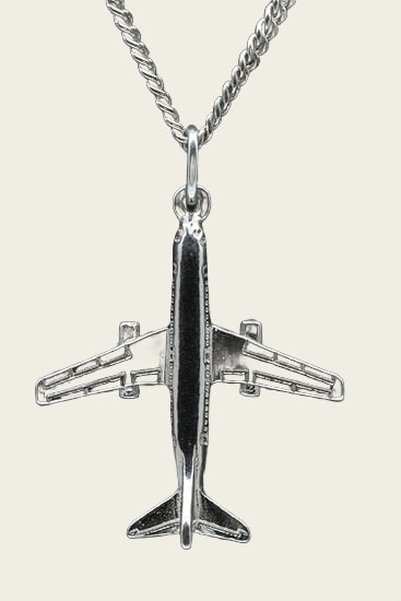 Zilveren Boeing 737 middel ketting hanger