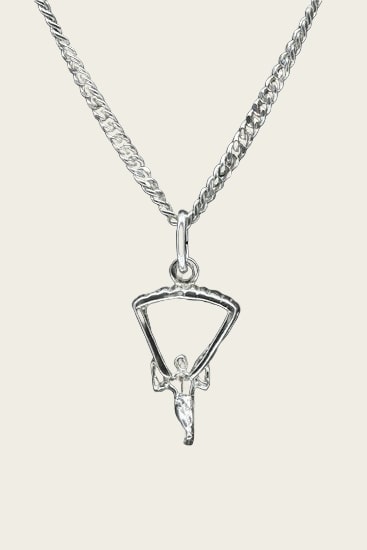 Zilveren Parachutist ketting hanger - klein