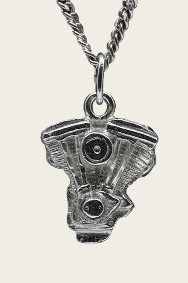 Zilveren Evo motorblok ketting hanger