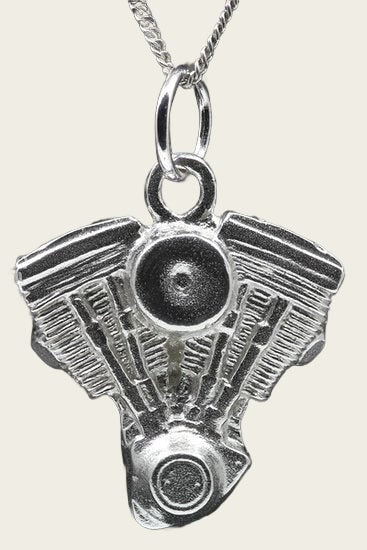 Zilveren Evo motorblok XL ketting hanger
