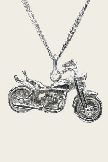 Zilveren Amerikaanse Motor met springervoorvork ketting hanger