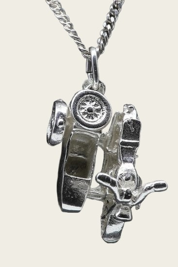 Zilveren Italiaanse Motor met zijspan ketting hanger