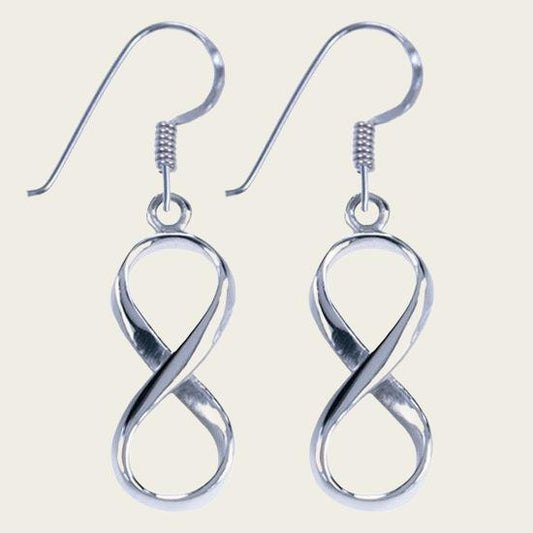 Silver Lemniscate Infinity symbol dangle earring