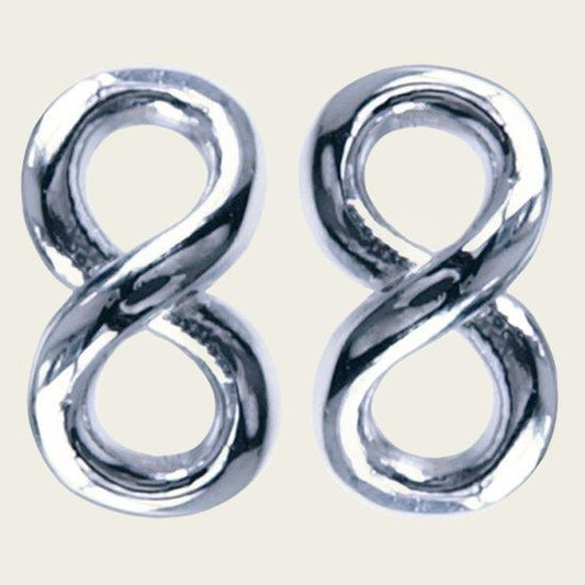 Silver Lemniscate Infinity symbol ear stud earring