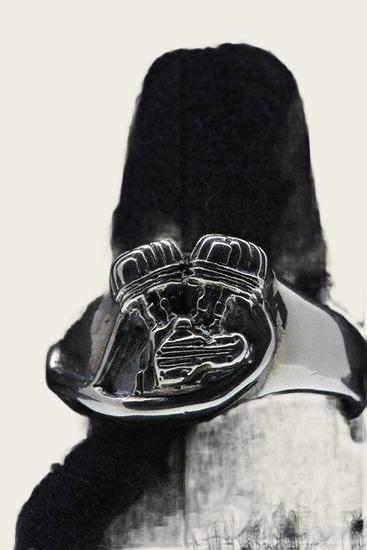Zilveren Liberator motorblok ring