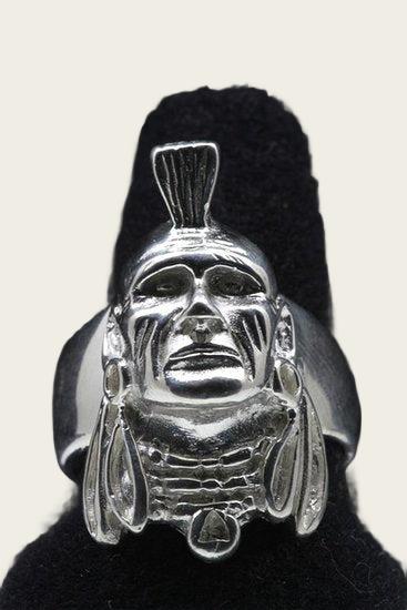 Zilveren Mohikaan indiaan ring