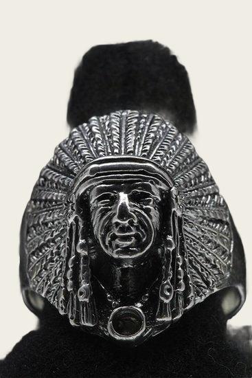 Zilveren Indiaan met turquoise steen ring
