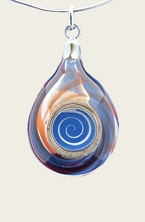 Ashes & memorial pendant spiral in glass hand blown