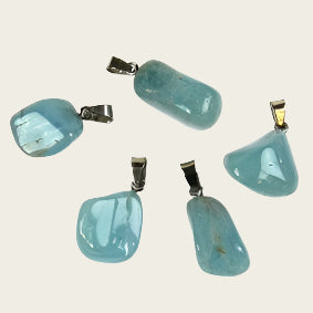 Aquamarijn edelsteen ketting hanger rvs