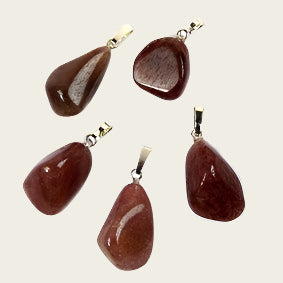 Aventurijn rood edelsteen ketting hanger rvs