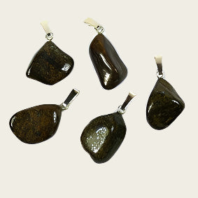 Bronziet edelsteen ketting hanger rvs