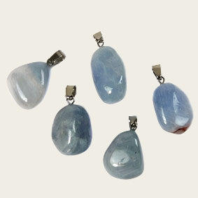 Calciet blauw edelsteen ketting hanger rvs