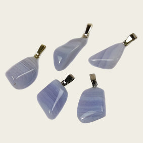 Chalcedoon blauw edelsteen ketting hanger rvs