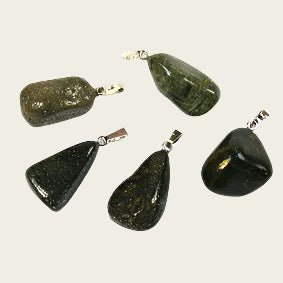 Chalco Pyrite gemstone necklace pendant stainless steel