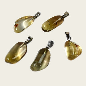 Citrien helder edelsteen ketting hanger rvs
