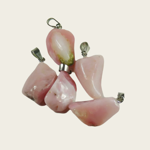 Opaal roze edelsteen ketting hanger rvs
