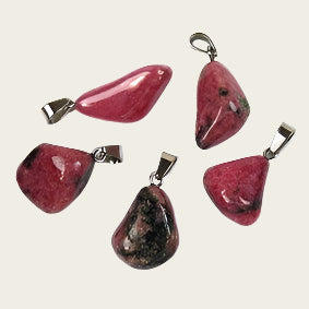 Rhodoniet edelsteen ketting hanger rvs