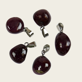 Ruby gemstone necklace pendant stainless steel