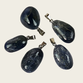 Sapphire gemstone necklace pendant stainless steel