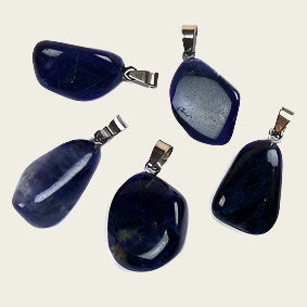 Sodalite gemstone necklace pendant stainless steel
