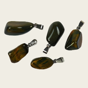 Tiger eye multi gemstone necklace pendant stainless steel