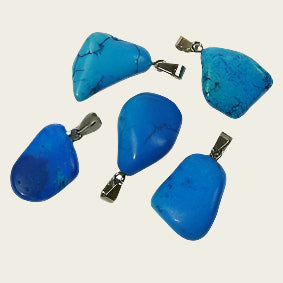 Turquoise gemstone necklace pendant stainless steel