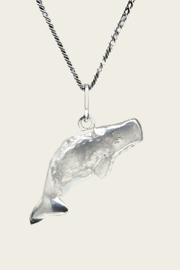 Tinnen Potvis ketting hanger