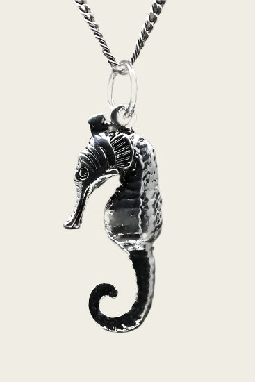 Tinnen Zeepaard ketting hanger