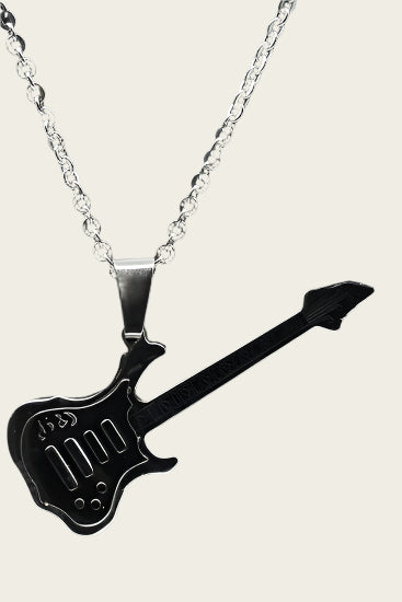 RVS Gitaar middel 2 ketting hanger - edelstaal
