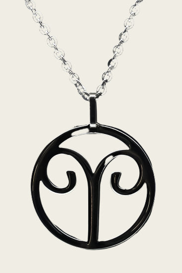Stainless Steel Zodiac Sign Aries Design Necklace Pendant - Stainless Steel