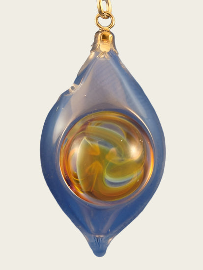Parfum ketting hanger Flame in glas handgeblazen