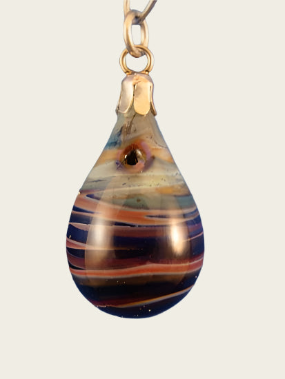 Parfum ketting hanger Brown stream in glas handgeblazen