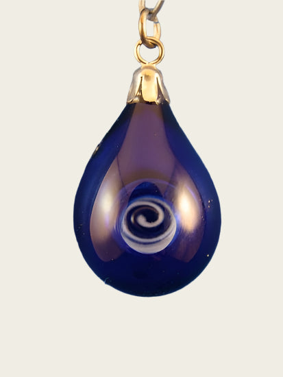 Parfum ketting hanger Blue twist in glas handgeblazen