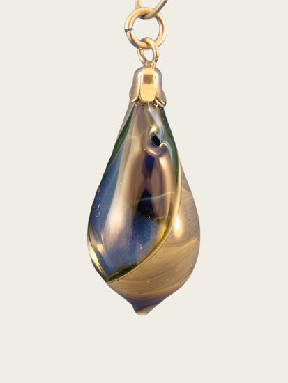 Parfum ketting hanger Drop of gold in glas handgeblazen