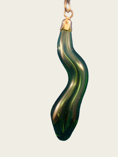 Parfum ketting hanger Green snake in glas handgeblazen