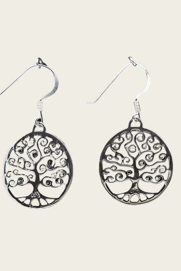 Silver Tree of Life round earrings