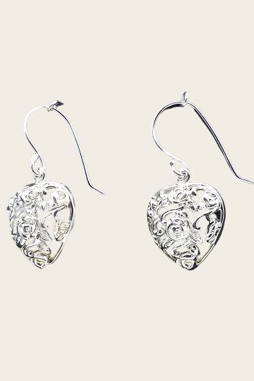 Silver Heart Open Earrings
