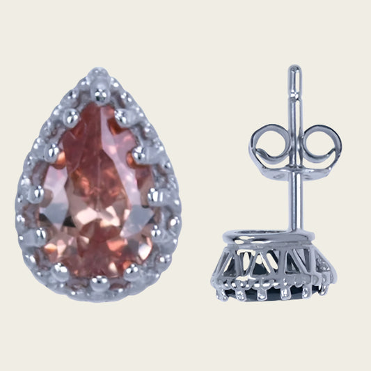 Silver Stud Earrings Drop Brown