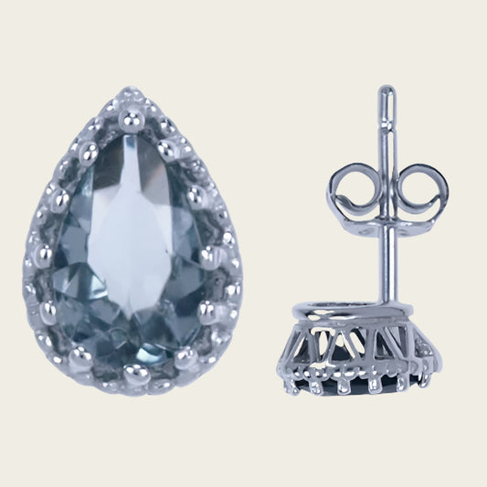 Silver Stud Earrings Drop Gray